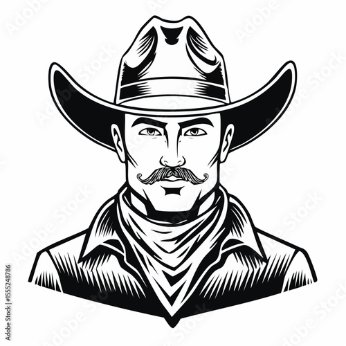 Cowboy Gun Image. Confident Cowboy Image Vector Isolated on white background.