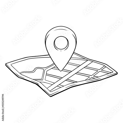vector line art hand drawn illustration of a map location pointer