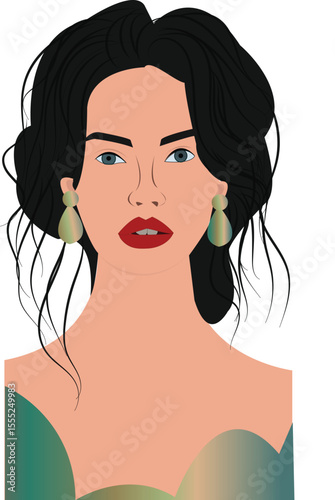beautiful girl vector art, vector art of a girl, hair bun, vector illustration of a beautiful girl