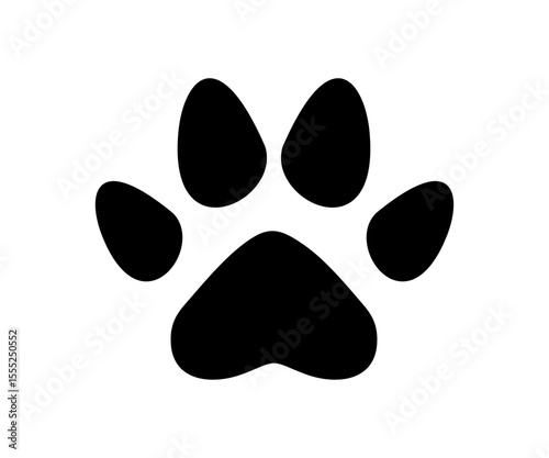 Dog paw print. Paw icon. Black paw print with five-toed structure vector design and illustration.
