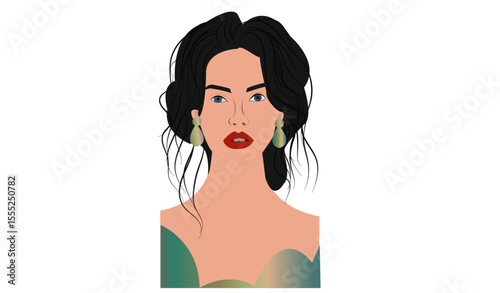 vector art, beautiful girl vector art, vector art of a girl, hair bun, vector illustration of a beautiful girl