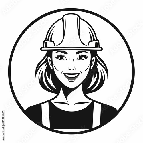 Construction Worker Portrait Vector Art, Icons, and Graphics Image vector Isolated on white background.