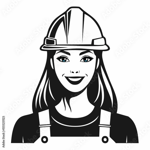 Construction Worker Portrait Vector Art, Icons, and Graphics Image vector Isolated on white background.