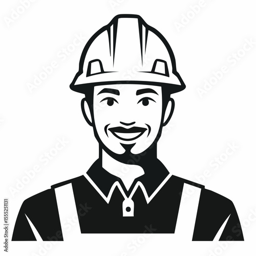 Construction Worker Portrait Vector Art, Icons, and Graphics Image vector Isolated on white background.