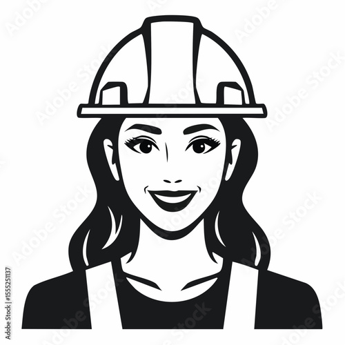 Construction Worker Portrait Vector Art, Icons, and Graphics Image vector Isolated on white background.