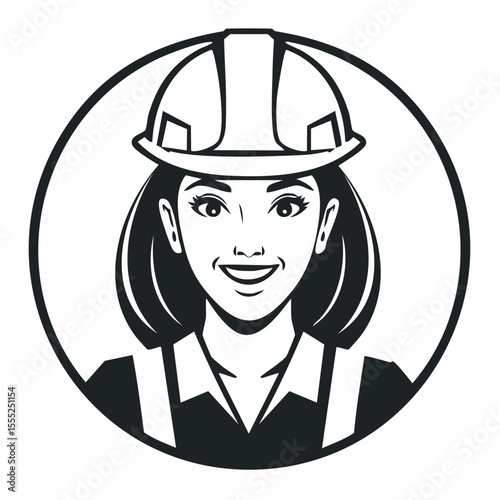 Construction Worker Portrait Vector Art, Icons, and Graphics Image vector Isolated on white background.