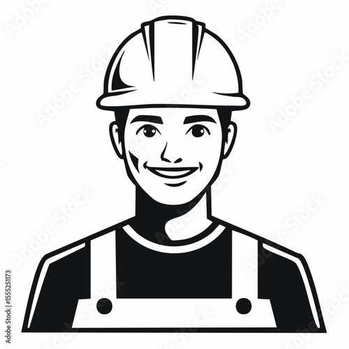 Construction Worker Portrait Vector Art, Icons, and Graphics Image vector Isolated on white background.