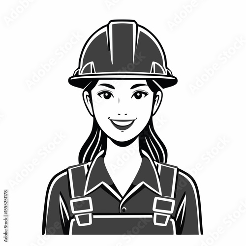 Construction Worker Portrait Vector Art, Icons, and Graphics Image vector Isolated on white background.