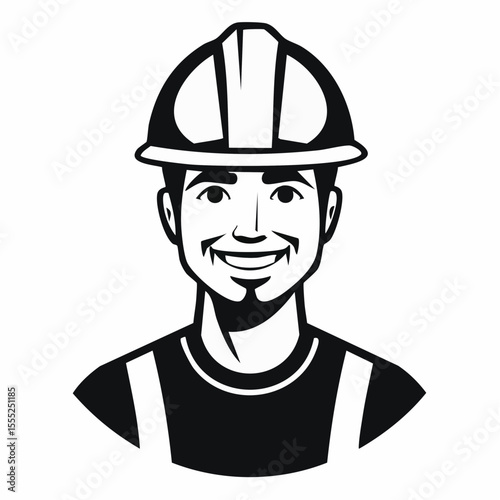 Construction Worker Portrait Vector Art, Icons, and Graphics Image vector Isolated on white background.
