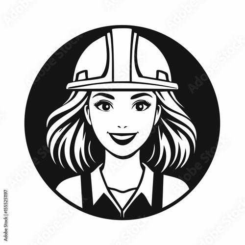 Construction Worker Portrait Vector Art, Icons, and Graphics Image vector Isolated on white background.