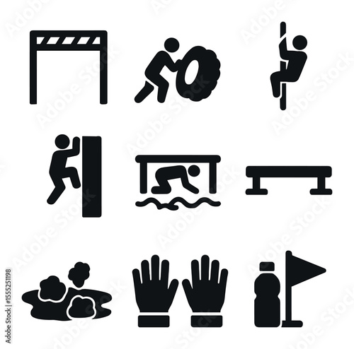 Mechanical Fluid Icons. Solid, filled icons set of mechanical fluid patterns: hydraulic mesh, oil swirl,