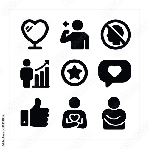 Minimalistic AI Icon Grid. Solid, filled icons set of minimalistic AI heads: geometric face, flat eye, mono