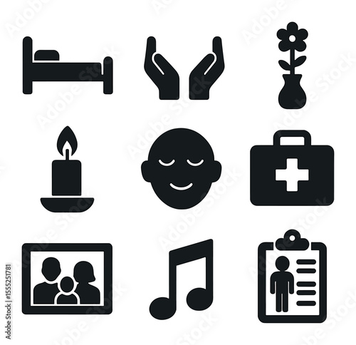 Minimalist Kitchen Icons. Solid, filled icons set of minimalist food prep: knife, cutting board, bowl, pot,