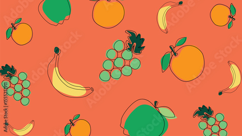 Citrus and banana fruit background