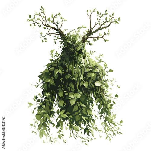 Leshy Slavic Forest Spirit with Antlers and Leaves