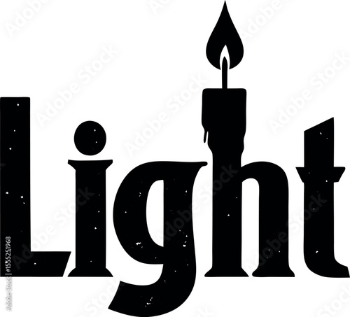 Minimalist design featuring a candle flame as the letter i in a word