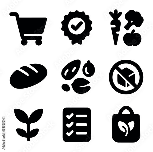 Romantic Surrealism Icons. Solid, filled icons set of romantic surrealism: red balloon, blindfold eyes,