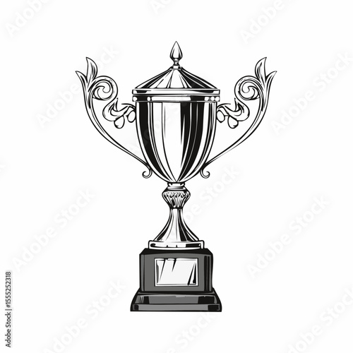 Trophies cups medals image vector isolated on white  Background.