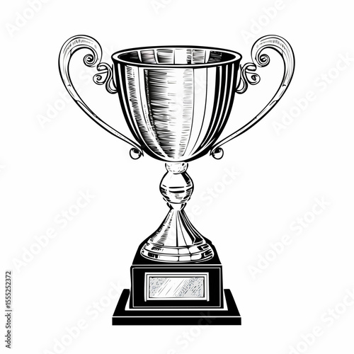 Trophies cups medals image vector isolated on white  Background.