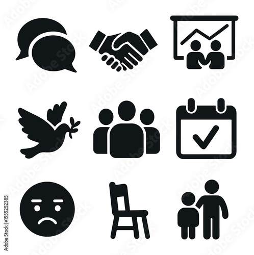 Tourism Map Icons. Solid, filled icons set of tourism state maps: attractions pin, landmark icon, trailhead,