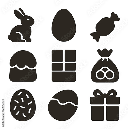 Rebranding Icons Grid. Solid, filled icons set of rebranding campaign: paint roller, logo change, brand