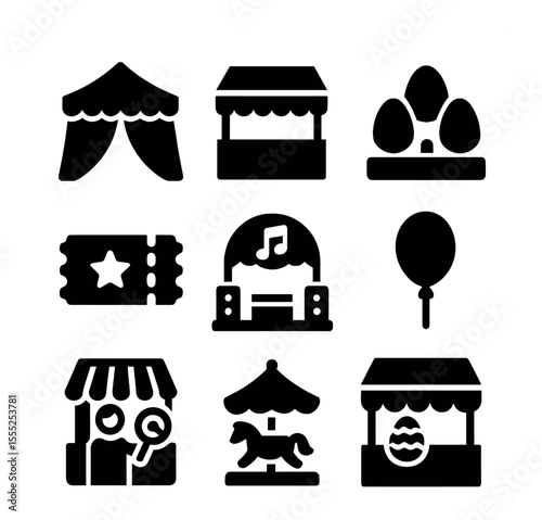 Sci-Fi Vehicle Icons. Solid, filled icons set of sci-fi vehicles: rocket car, chrome hover bike, light tram,