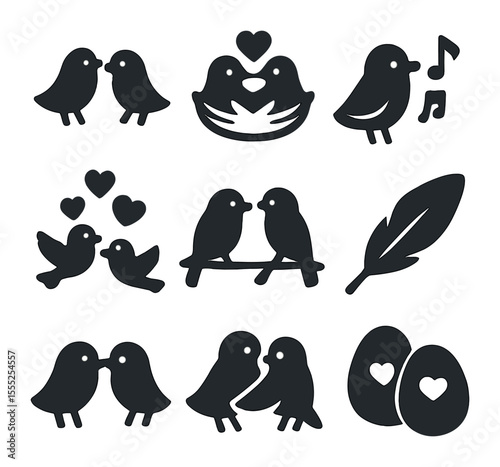Employment Contracts Icons. Solid, filled icons set of employment contracts: job offer letter, salary terms,
