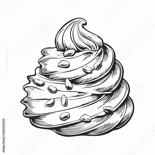 Creamy Peanut Butter Ice Cream Vector Image Isolated on white background.