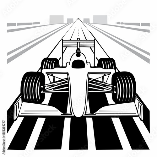 Formula Car Racing vector. Formula 1 Racing Car on Race Track image vector.