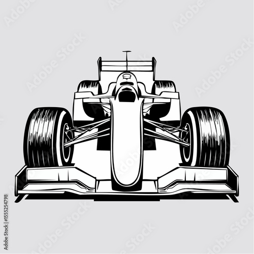 Formula Car Racing vector. Formula 1 Racing Car on Race Track image vector.