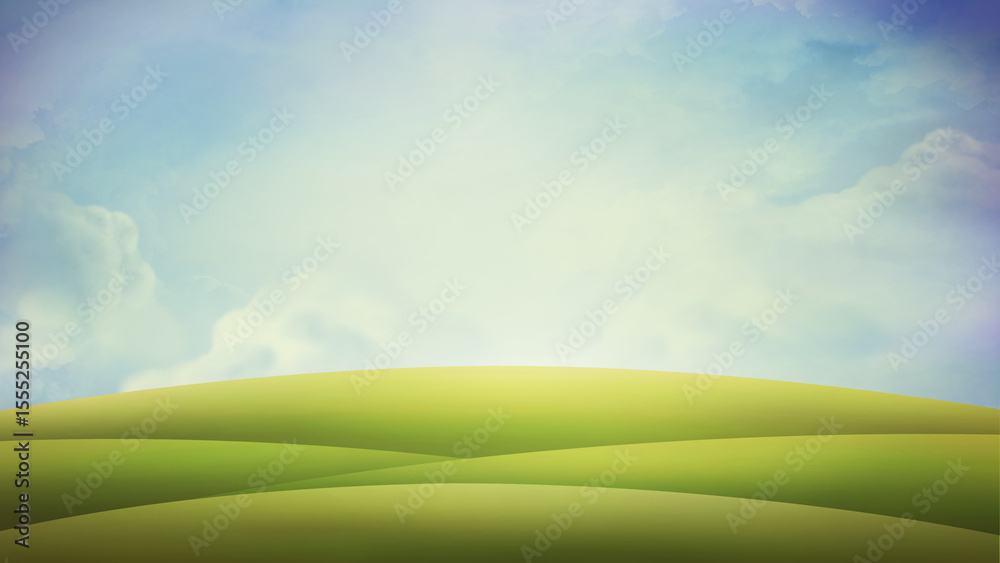 Obraz premium green field and blue sky