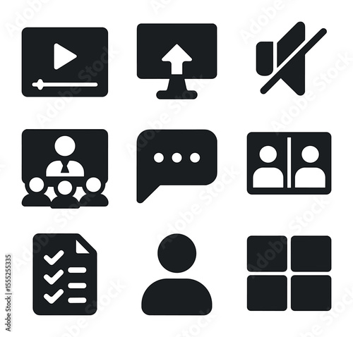 Business Launch Icons. Solid, filled icons set of new business launch: rocket icon, business plan, startup
