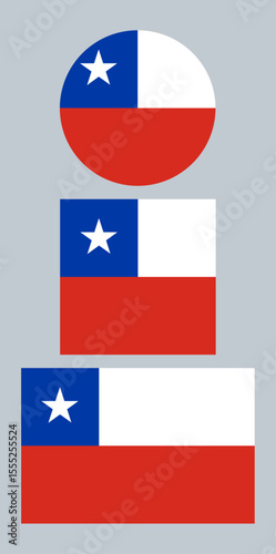 
Chile Flag – Vector Illustration on Gray Background