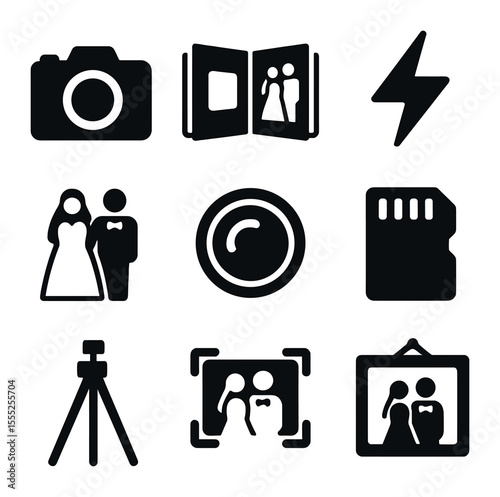 Fintech Icons Grid. Solid, filled icons set of fintech startup launch: finance icon, mobile wallet, budget