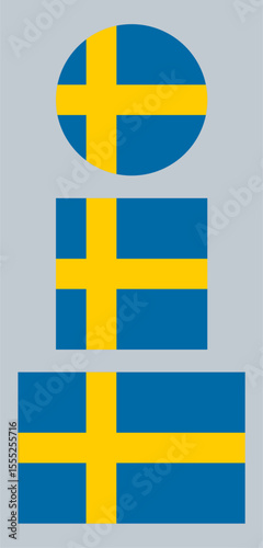 
Sweden Flag – Vector Illustration on Gray Background