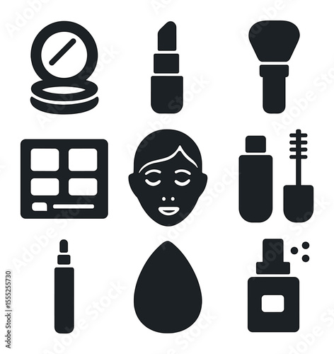 Innovation Icons Grid. Solid, filled icons set of innovation pitch: lightbulb idea, tech stack, innovation tag