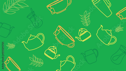 Tea Cup and Leaves Background