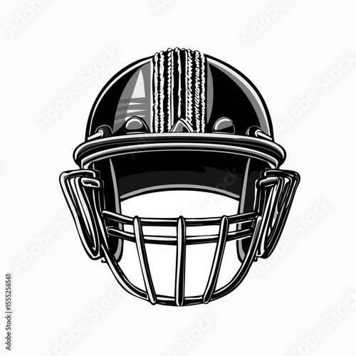 Close up cricket ball helmet Image vector isolated on white background.