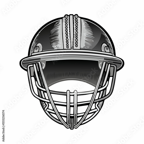 Close up cricket ball helmet Image vector isolated on white background.
