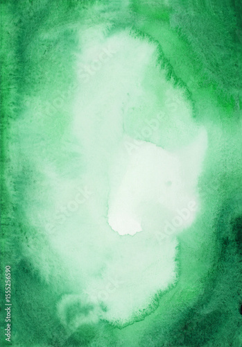 Bright painted green watercolor texture. Hand drawn background