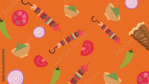 Tomato and kebab background