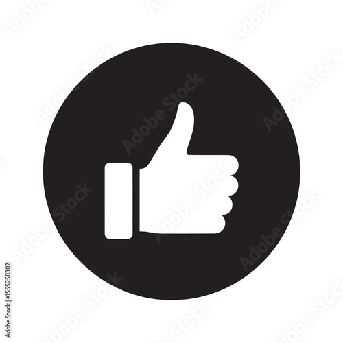 Like button icon with thumbs up for social media approval and positive feedback recommendation symbol for good review and user satisfaction vector solid glyph icon