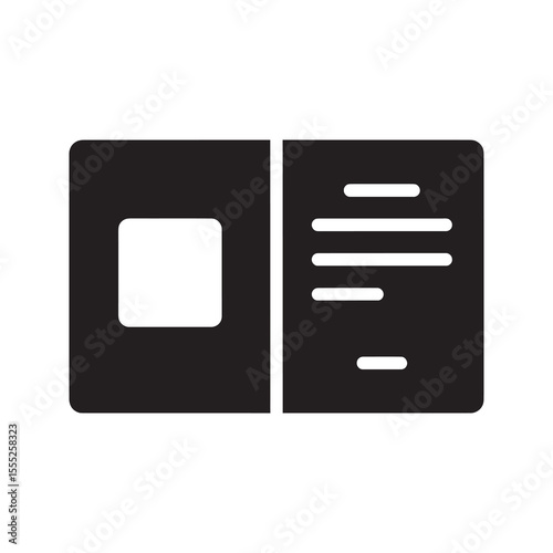 Passport document icon for international travel and identification proof of citizenship and identity for border control and airport security vector solid glyph icon