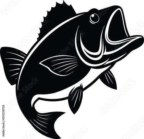 Largemouth Bass Silhouette Vector  Fishing Fish Outline Illustration fish vector illustration new 2025 trendy