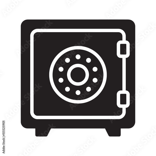 Safe box icon for security and storage of valuable items a locked vault for money jewelry or important document protection from theft vector solid glyph icon
