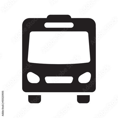 Bus icon for public transport and city travel vehicle for commuting and tourism long distance coach service for passenger transportation vector solid glyph icon