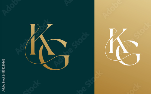 Initial letter KG GK logo design vector illustration for couple, wedding, and business