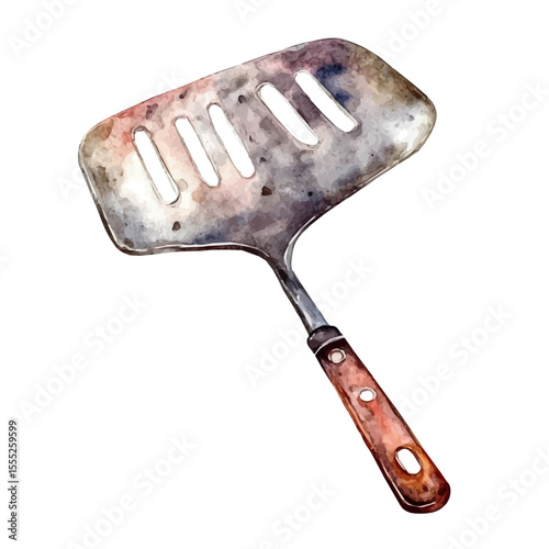 Spatula, watercolor drawing vector, isolated on a white background.