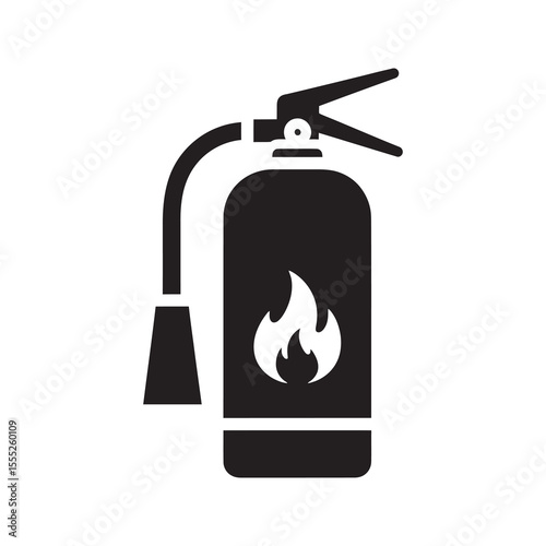 Fire extinguisher icon for emergency safety and fire prevention equipment for putting out a small fire in a building or public space vector solid glyph icon