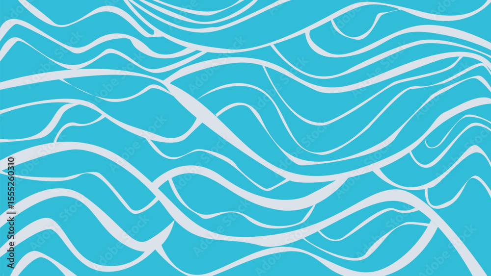 Fototapeta premium White Wave Lines on Cyan Background